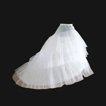 2 Crinolina 3 Camada de Fios Brancos Anágua para a Longa Cauda do Vestido de Casamento Vestido de Noiva Crinolina Rockabilly Anágua Acessórios