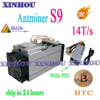Usado BTC BCH mineiro AntMiner S9 14T/s ASIC SHA256 Com PSU bitcoin Mineiro Melhor do Que Antminer S9 De 13,5 T T9 Z11 B7 Z9 Whatsminer M3