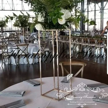 6PCS Retangular Vaso de Flor Floral da Cremalheira de exposição do Casamento da Flor do Ouro Stand Evento de Decoração de Mesa de Festa