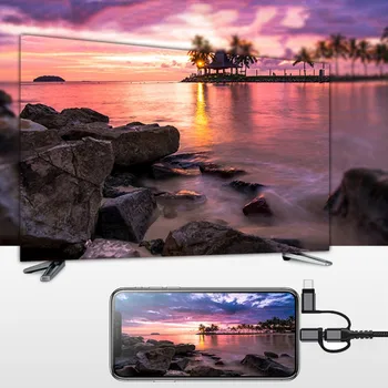 3in1 HDMI sem Fio wi-Fi Espelho Adaptador de Cabo para iPhone X 6 7 8 iPad Samsung S9 Micro USB Tipo C Telefone Android para TV a cabo HDTV