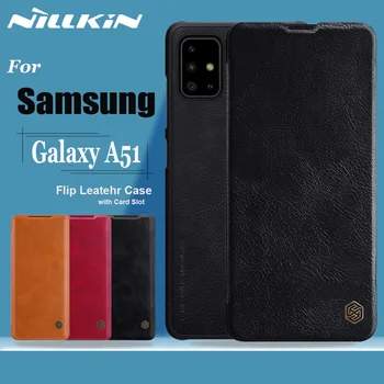 Nillkin para Samsung Galaxy A51 Case Capa Soft Genuíno Couro PU Carteira Telefone Inteligente de Volta Capa Flip para Samsung A51 Casos