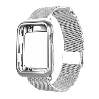 Milanese Loop Pulseira de Aço Inoxidável banda + case Para Apple Assistir série 123 42mm de 38mm, alça para iwatch 4 5 40 mm pulseira de 44mm