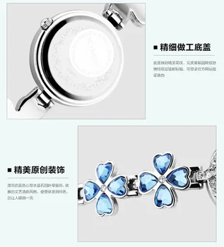 Lugar tendência senhoras relógios coreano aluna trevo de quatro folhas pulseira de strass moda das mulheres relógio de aço cinto feminino relógio