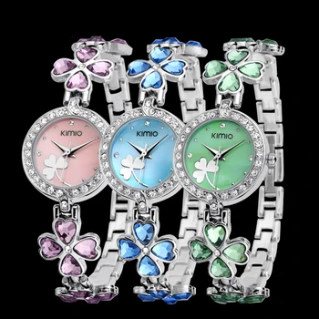 Lugar tendência senhoras relógios coreano aluna trevo de quatro folhas pulseira de strass moda das mulheres relógio de aço cinto feminino relógio