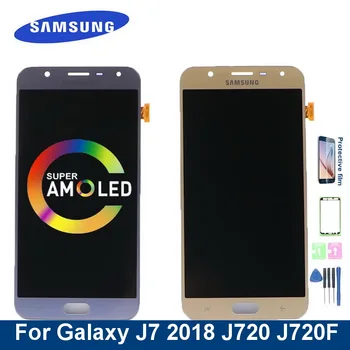 Super AMOLED Display Para Samsung Galaxy J7 Duo De 2018 J720 J720F J720M SM-J720F J720DS Tela LCD Touch screen Digitalizador Assembly