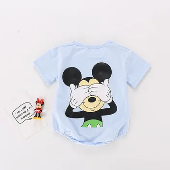 O Verão Recém-Nascido De Romper Do Bebê Dos Desenhos Animados Do Minnie Do Mickey Do Pooh Impressão Algodão Menino Menina, Um Pedaço De Manga Curta Macacão De Bebê Roupa De Pano
