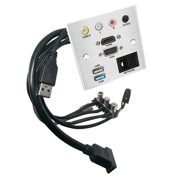 A liga de alumínio da Soldadura de higiene extensão do cabo de alimentação do soquete do painel de VIDEO L R AUDIO HDMI VGA USB de REDE patch do conector da placa