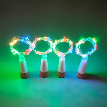 USB Recarregável LED Luzes de Cordas Garrafa de Vinho Lâmpadas Luzes de Fadas Casa de Festa Decoração de Luz Branco/branco Quente/RGB Colorido