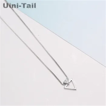Uini Rabo-quente de nova prata 925 esterlina de triângulo geométrico micro-embutidos colar de mulheres coreanas tendência da moda doce jóias GN857