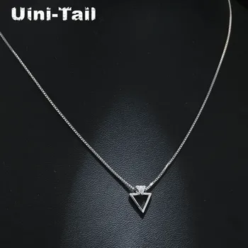 Uini Rabo-quente de nova prata 925 esterlina de triângulo geométrico micro-embutidos colar de mulheres coreanas tendência da moda doce jóias GN857