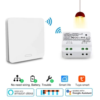 Wi-fi Smart interruptor do temporizador 2500W wi-fi de interruptor do relé da RF433 cinética auto-alimentado de Controlo de Voz e de trabalhar com Alexa Google IFTTT Vida Inteligente