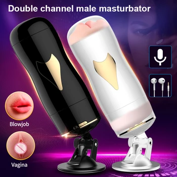 Boquete sexo Masculino Masturbador Elétrica Dual Buracos Masturbadores sexo Anal Real vagina buceta Mão-livremente Otário masturb brinquedos sexuais para homem