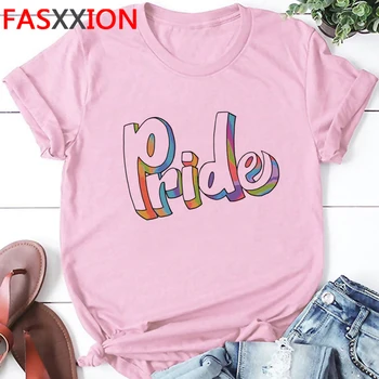 LGBT Harajuku T-Shirt das Mulheres do Orgulho Gay Ullzang Amor É Amor a T-shirt Lésbicas arco-íris Casual T-Shirt 90 Gráfico Superior Tees Feminino