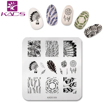 KADS Nova Moda, Beleza Cheia de Penas de Impressão de Desenho de Estêncil Arte do Prego de Carimbo Carimbo Modelo Para Manicure Nail DIY Decorações