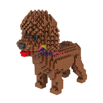950pcs 6618-8 Teddy Montagem de Blocos Animal Cão de Estimação Marrom Modelo Mini Tijolos de Brinquedo Diamante Tijolos de Schnauzer para Crianças Presentes