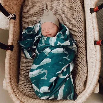 EnkeliBB Bebê recém-Nascido Fibra de Bambu Cobertor Sof Tocar Bebê Crianças Mantas de fios de algodão Orgânico
