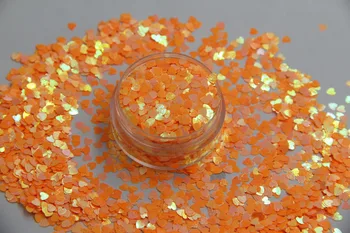 TCI56 formas de Coração Pérola Iridescente Luz cor de Laranja confetes de lantejoulas, glitter para a Arte do prego de DIY decoração 1pack=50g