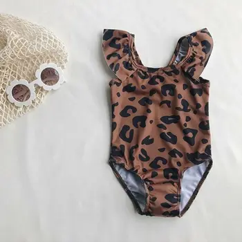 Crianças de Bebê Menina estampa de Leopardo de Natação Traje de Maiô de Banho Roupas