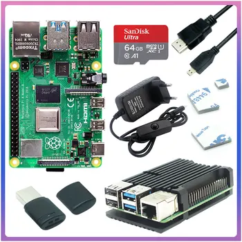 Originele Raspberry Pi Modelo de 4 B 2GB 4GB 8GB Kit + caixa de Alumínio + 3A Interruptor de Alimentação+compatível com HDMI +Opção de 64 32GB Cartão SD
