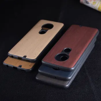 Case para Motorola Moto G7 Plus G6 Plus G5S Mais funda padrão de madeira estojo de couro de pele de silicone tampa do telefone coque capa
