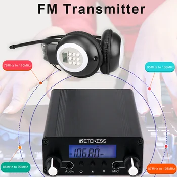 Retekess TR508 FM sem Fio de Transmissão de Transmissor de Estação de Rádio+10pcs TR101 de Fone de ouvido para a Unidade-na Reunião da Igreja Tradução