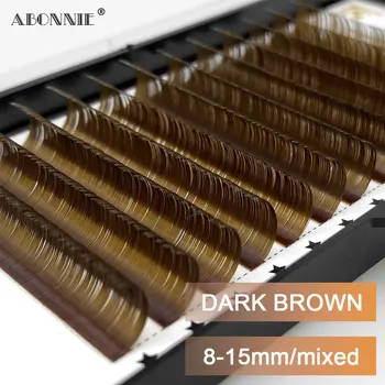 Abonnie Marrom Escuro Cílios Extensão de Mistura 8-15mm de Vison Individuais Cílios Cílios de Alta Qualidade Cor Natural coreano Eyelashs