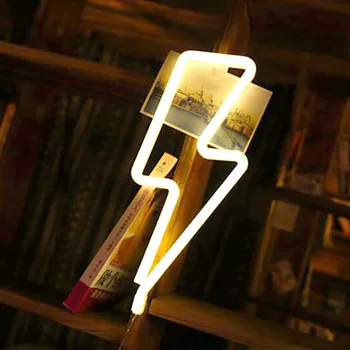 Sinal de Néon do DIODO Relâmpago em Forma de USB da Bateria Operado Noite, Luz Decorativa Lâmpada de Mesa Para Festa de Casa, Sala de estar Presente de Natal