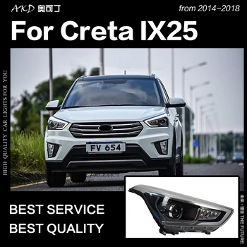 AKD Estilo Carro Lâmpada de Cabeça para Hyundai Creta Faróis-2018 Novo IX25 Farol do DIODO DRL Bi Xenon Hid Auto Acessórios