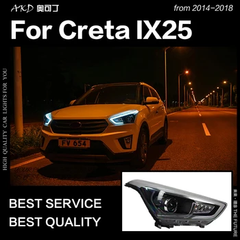 AKD Estilo Carro Lâmpada de Cabeça para Hyundai Creta Faróis-2018 Novo IX25 Farol do DIODO DRL Bi Xenon Hid Auto Acessórios