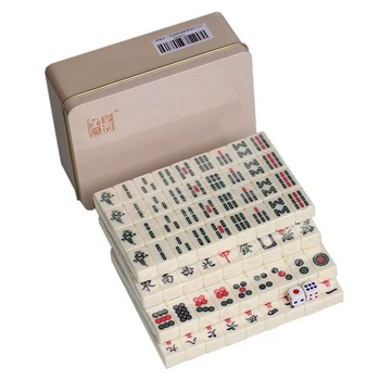 20*14mm mini Chinês mahjong telhas 144pcs/set Tin caixa de embalagem Portátil viagem de Mah-Jong F276
