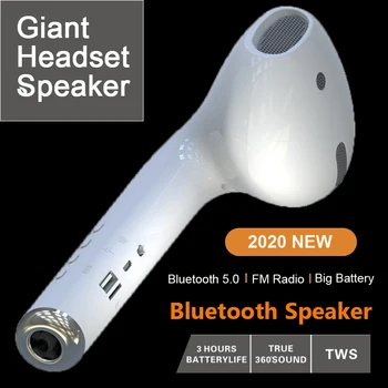 Gigante Fone de ouvido sem Fio Bluetooth Airbuds alto-Falante Portátil 3D Estéreo Surround Música Altifalante Exterior, Apoio TF Mic barra de Som