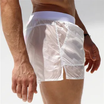Verão Board shorts homens casual sólido trajes de Banho Seca Rápido, calções de Praia Respirável Sexy transparente, Calça com shorts shorts homem
