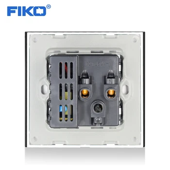 FIKO 13A Universal socke com USB Duplo e switch de 5 pinos mult-função socket , 86mm*86mm de Vidro Temperado Painel de família