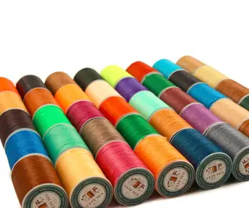 Liquidação de DIY diâmetro de 0,55 mm de couro rodada de cera, linha de costura, costurada à mão, poliéster rodada encerado cor thread 40 cores
