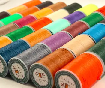 Liquidação de DIY diâmetro de 0,55 mm de couro rodada de cera, linha de costura, costurada à mão, poliéster rodada encerado cor thread 40 cores
