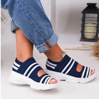 2020 Novas Verão As Mulheres Sandálias De Dedo Do Pé Aberto Respirável Cunhas Plataforma Sapatos De Senhoras Leve Sapatos Sandálias Tamanho Grande Zapatos Mujer