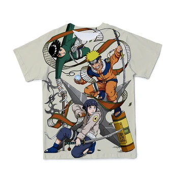 Japonesa Super Fogo Anime Naruto grandes dimensões dos Homens T-Shirt de Impressão 3D de Moda Manga Curta e Confortável Respirável Hip-Hop Estilo