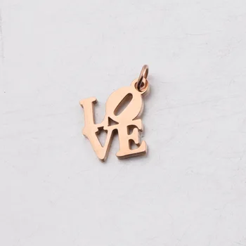 Aço/Ouro Rosa em Aço Inoxidável Cartas de Amor Encantos Pingentes Para Fazer Jóias Espelho Polido Atacado 100pcs