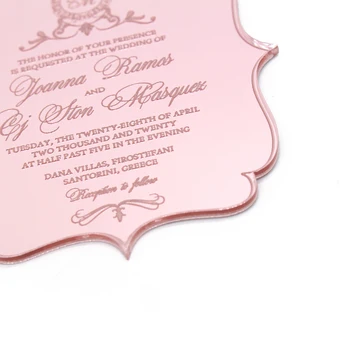 10 Pcs Personalizados Rosa de ouro Espelho de Acrílico, Convites de Casamento, Cartões de Aniversário Personalizados Envolvimento da Festa de Aniversário de Suprimentos