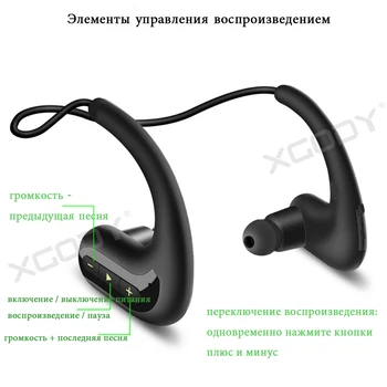 XGODY Fones de ouvido sem Fio IPX8 S1200 Impermeável Natação Fone de Esportes Fones de ouvido Bluetooth Fone de ouvido Estéreo 8G Leitor de MP3