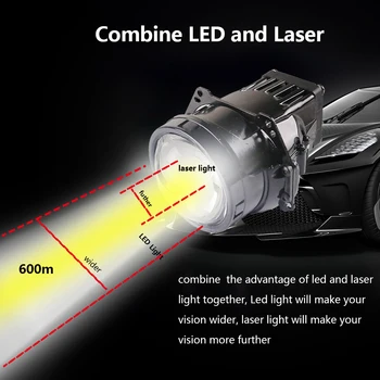 SANVI 3 polegadas Auto Bi LED e Laser da Lente do Projetor do Farol 52S 6000K Carro LED Lente do Projetor do Farol do Carro de luz do Retrofit Kits