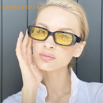Vintage Retângulo Óculos de sol das Mulheres os Homens Amarelo Lente de Óculos de Sol 2020 Moda de Condução Óculos Feminino Tons gafas de sol mujer