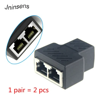 2 pces/par Novo de 1 a 2 de Dupla Porta Fêmea RJ45 Conector de derivação CAT6 LAN Ethernet Sockt Conexões de Rede Divisor de Adaptador
