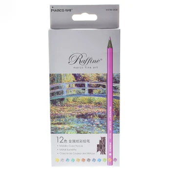 12Color/set Não-tóxico Metalizado Desenho Lápis de cor Desenhar Melhor Mão Pintura a Pastel Adequado para o Papel Preto Atacado