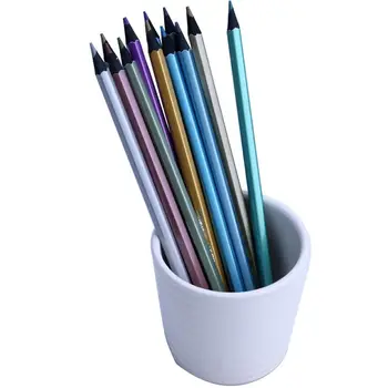 12Color/set Não-tóxico Metalizado Desenho Lápis de cor Desenhar Melhor Mão Pintura a Pastel Adequado para o Papel Preto Atacado