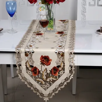 RAYUAN Vintage Bordado Peônia Tecido de Cetim Cutwork Banquete de Casamento Corredor da Tabela Cômoda Lenço Home Hotel de Decoração de 4 Tamanho