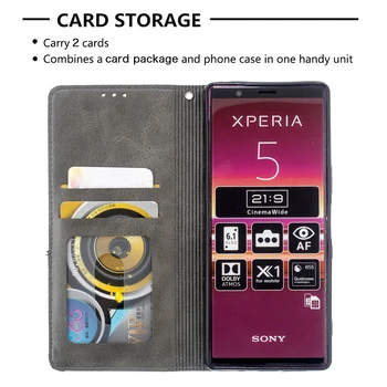 Caso Para Sony Xperia 5 J8210 J8270 J9210 Capa de luxo Inteligente ímã Flip PU carteira de couro macio caso Coque Para Sony Xperia 8 caso
