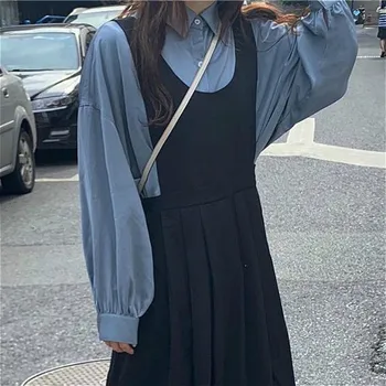 Sem mangas, Vestido de Mulher coreano Preto Sexy Feminino Vestidos Longos Chique-jogo Recém-Simples Temperamento Elegante Puro Adolescentes Ins