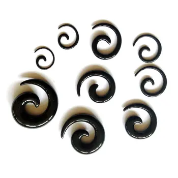 120pcs mix 12 tamanhos 1.6-16mm da espiral negra acrílico ouvido cone kits de alongamento ouvido, jóia piercing do corpo expansor de ouvido, medidores de plugues