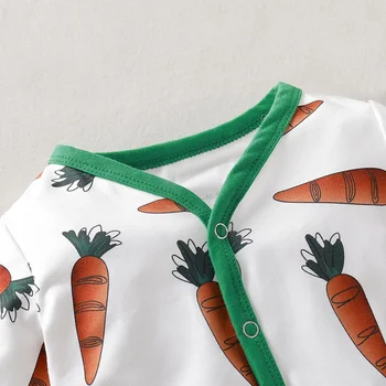 2pcs coelhinho da Páscoa recém-nascidos roupas de desenho animado macacão de cenoura impressão macacão + rrabbit infantil gorro de orelhas traje conjunto de roupas